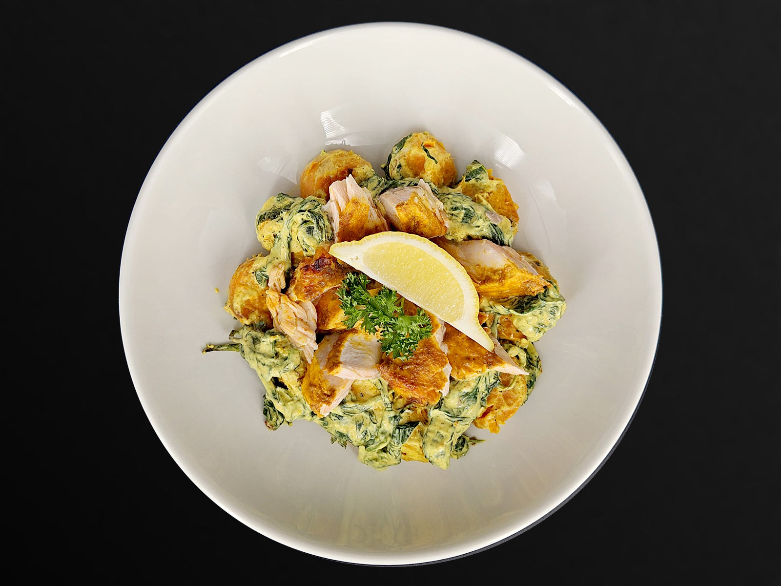 Salmon Sag Aloo