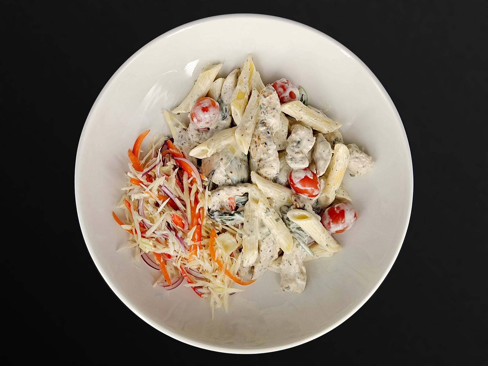 Creamy Turkey Pasta with Salad