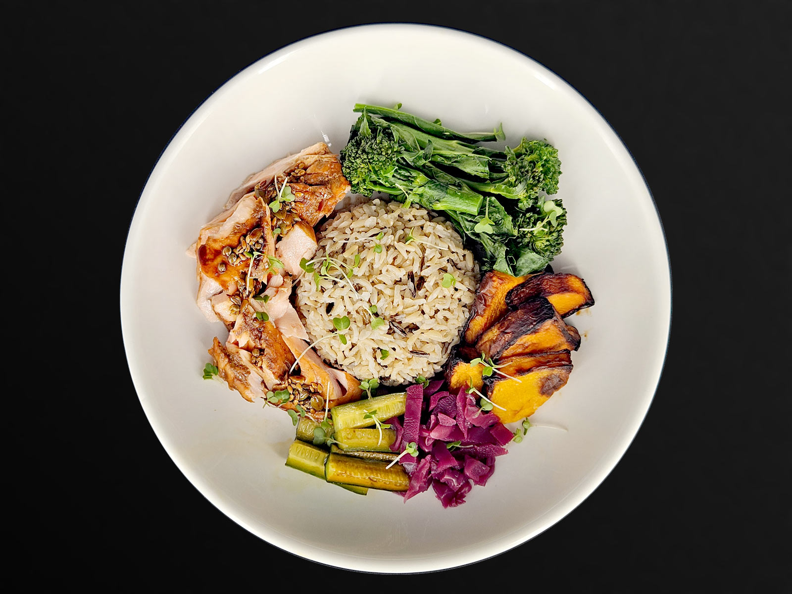 Salmon Rice Bowl with Soy & Lemon Dressing