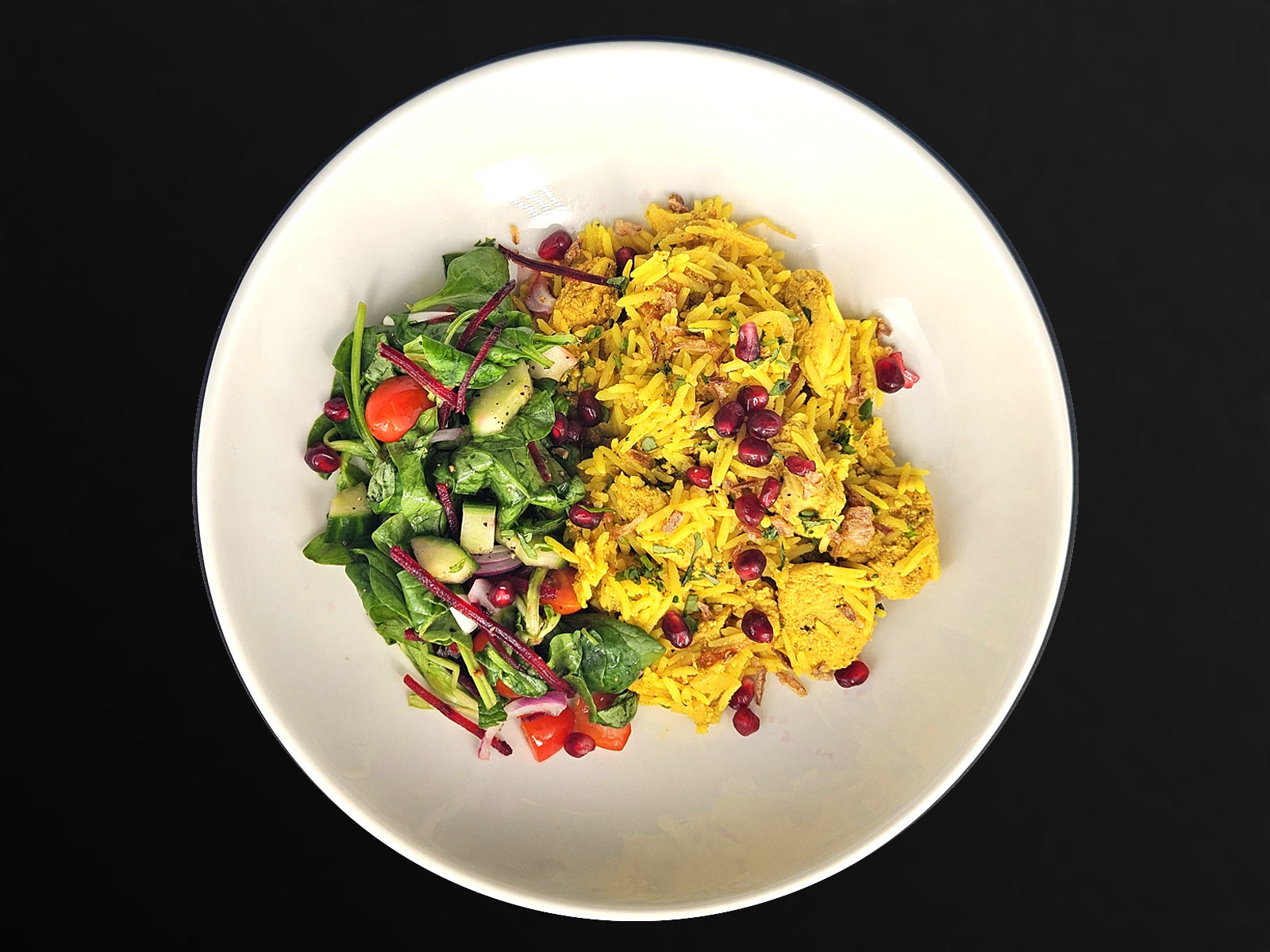 Chicken Biriyani and Kachumba Salad