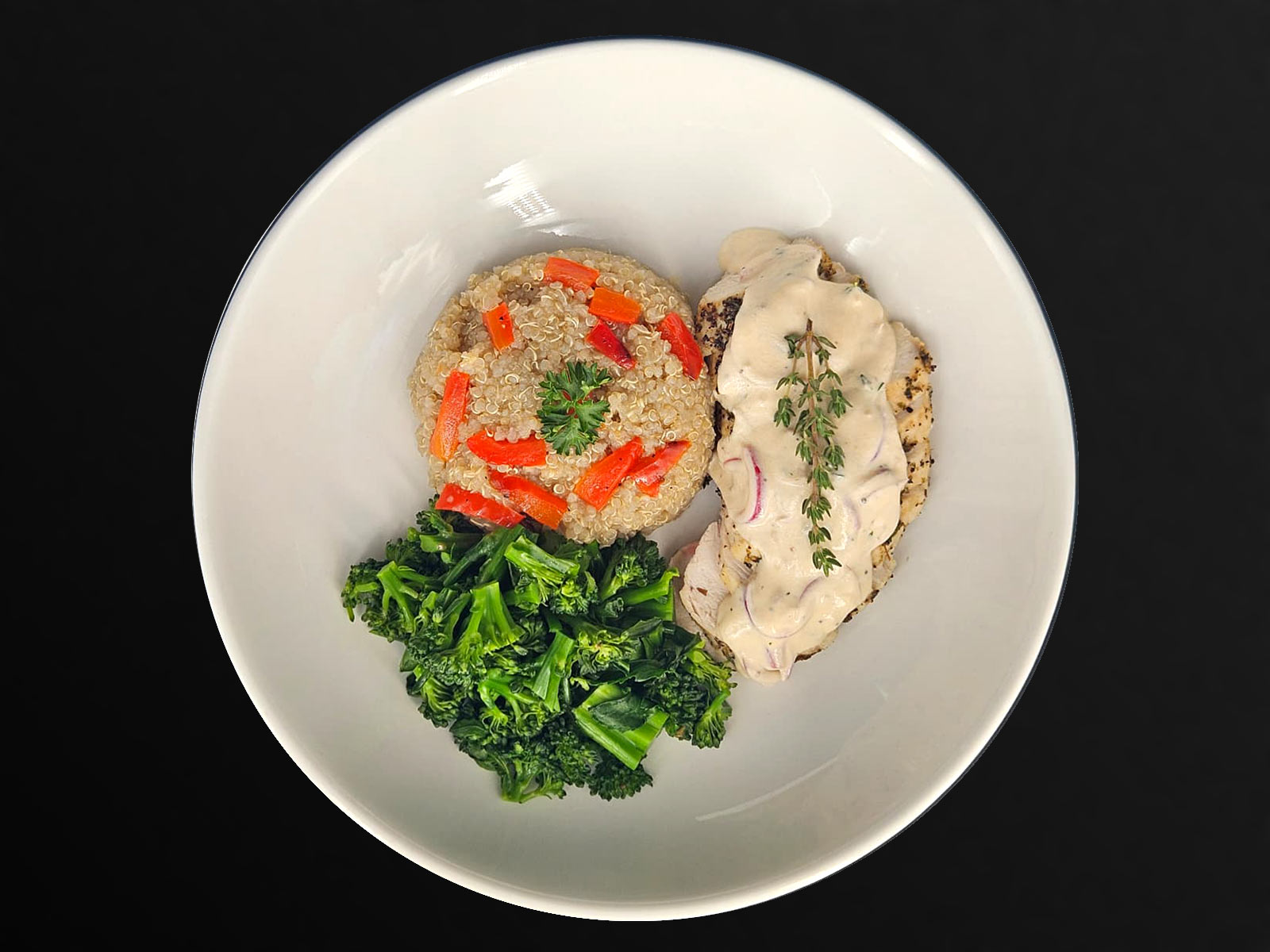 Lemon & Thyme Chicken with Quinoa and Broccoli
