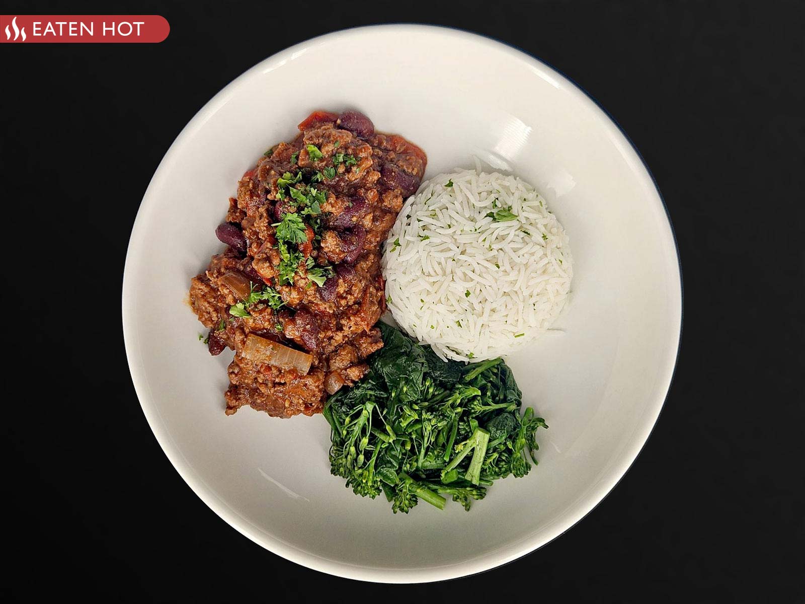 Beef Chilli Con Carne with Rice & Spring Greens