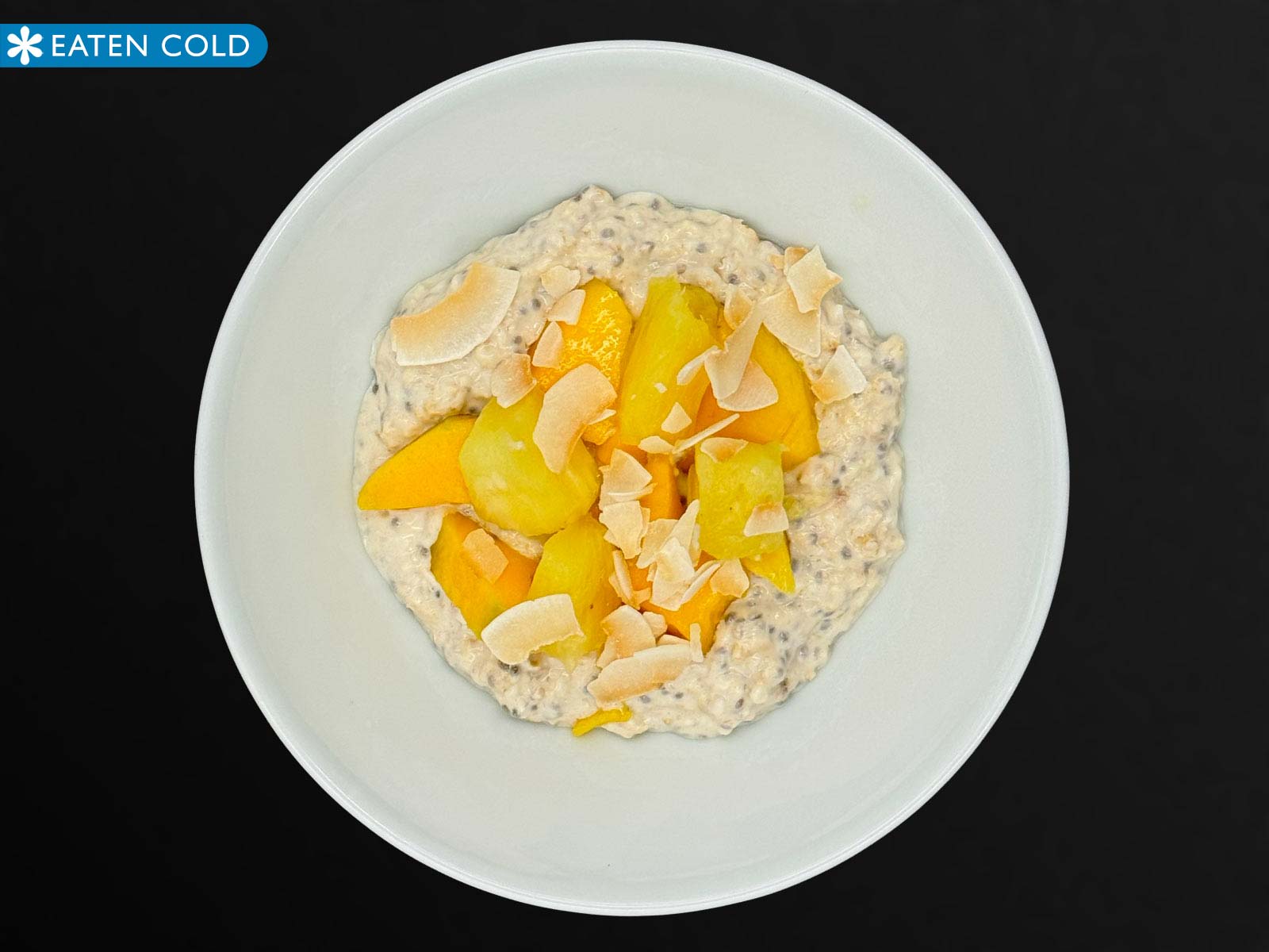 Coconut flavoured Overnight Oats with Yoghurt, Mango & Pineapple