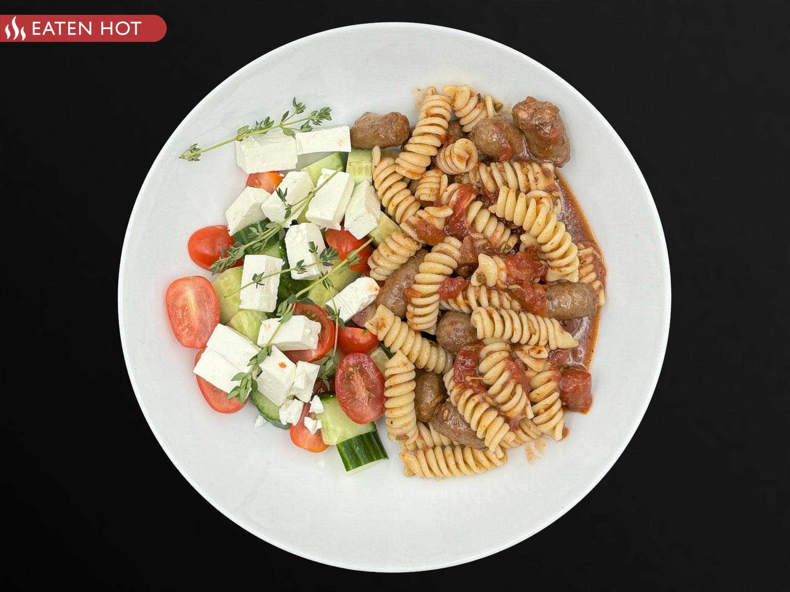 Turkey Sausage & Fennel Ragu, Fusilli Pasta & Roasted Zucchini & Tomatoes