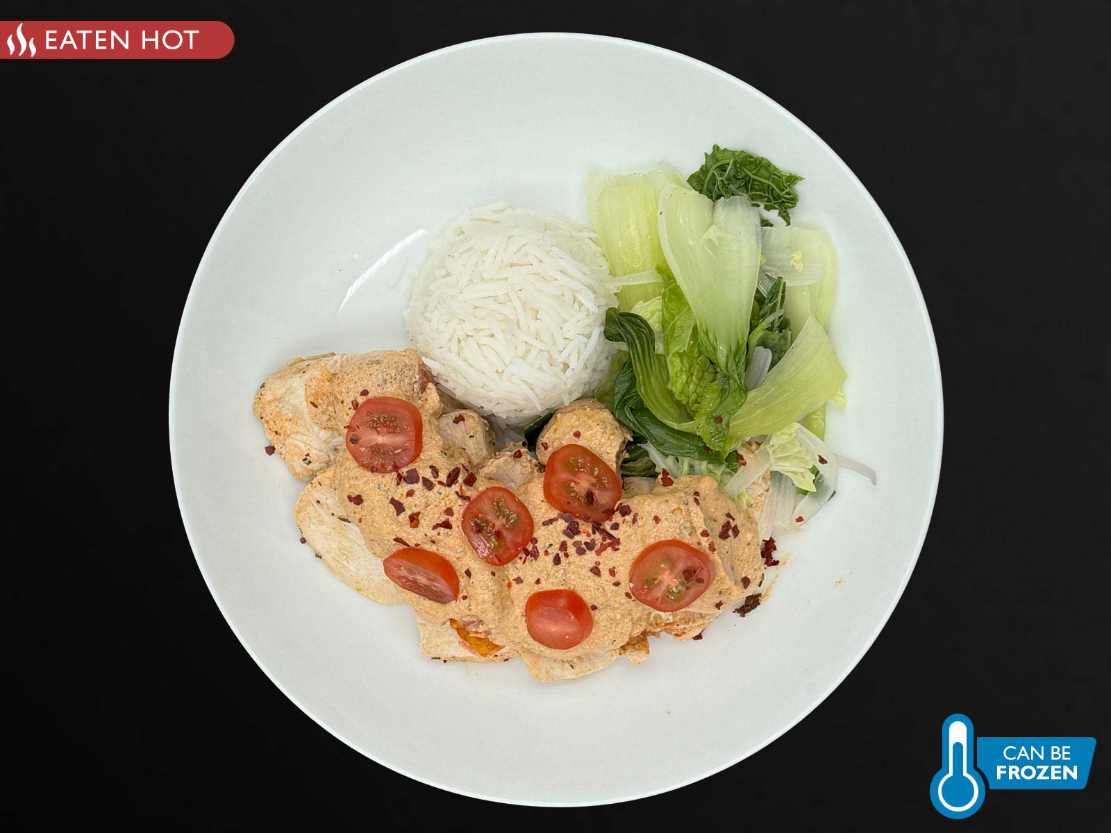 Creamy Red Pesto Chicken Breast, Basmati Rice & Spring Greens