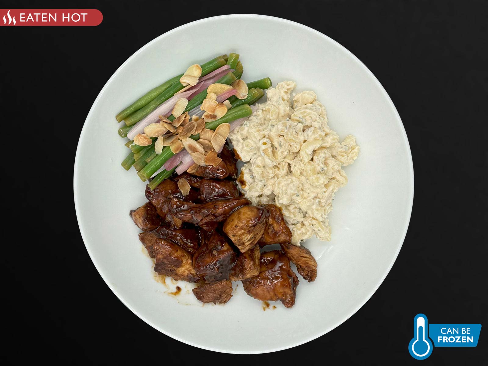 Honey & BBQ  Chicken, Healthy Macaroni Cheese, Lemon Green Beans & Almonds